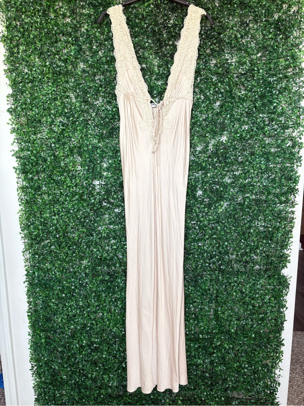 Rumored Cream Lace-Trim Venice Maxi Dress